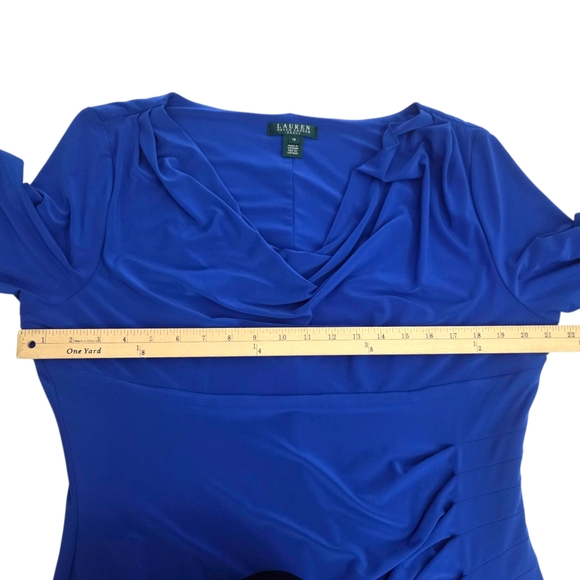 Ralph Lauren Stretch Sheath Dress NEW Career Cocktail Party Womens 18 Blue - Picture 11 of 11